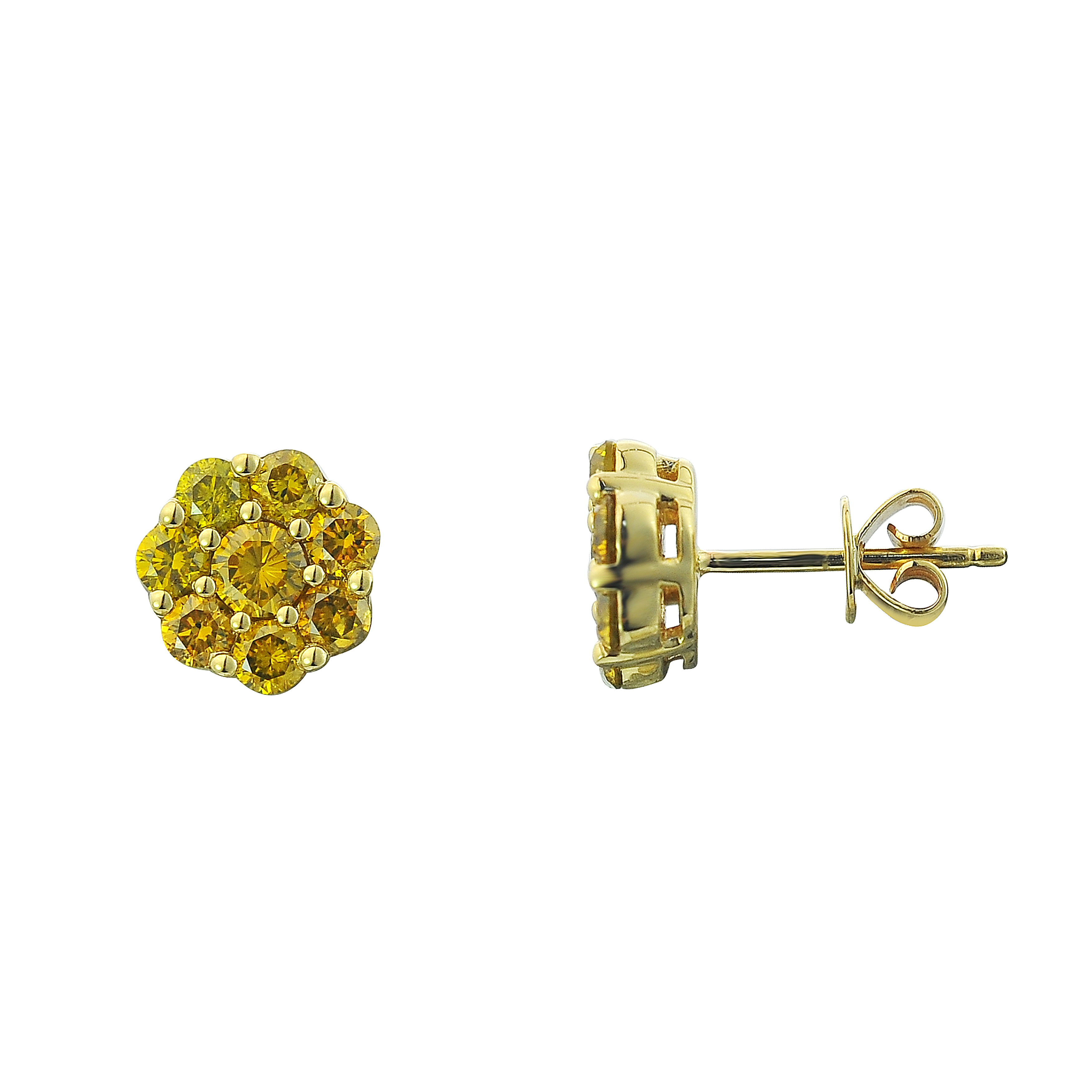 Canary Diamond Earrings 1.32 ct. 10K Yellow Gold 2.29g